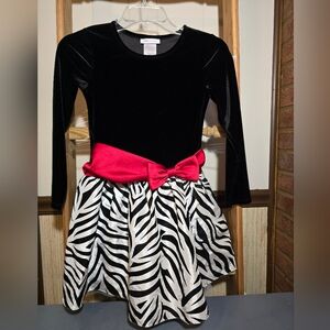 Black and White Zebra Dress with Red Bow